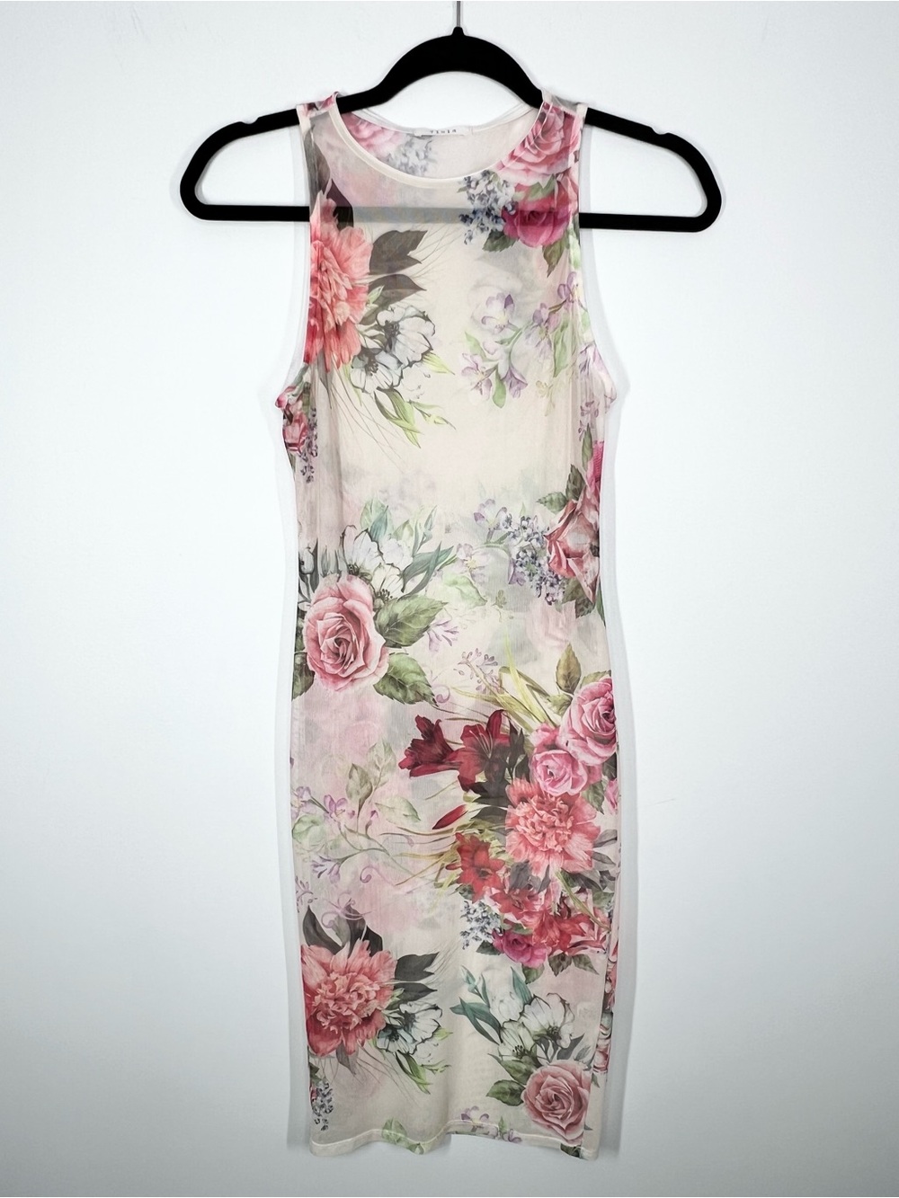 Y2K Viola Mesh Floral Midi Dress Bodycon Medium